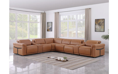 1126 DivanItalia Cognac 8-Piece Sectional with 3 Power Recliners and Power HeadrestsModel:  1126-COGNAC-SEC-8PC-3PWR-SECTIONAL-GROUP