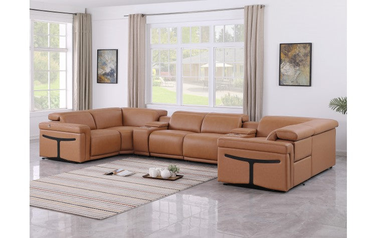 1126 DivanItalia Cognac 8-Piece Sectional with 4 Power Recliners and Power HeadrestsModel:  1126-COGNAC-8PC-4PWR-U-SECTIONAL-GROUP
