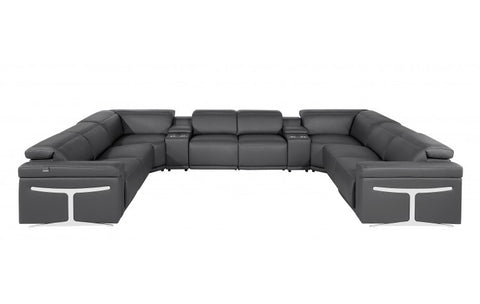 1126 DivanItalia Dark Gray 10-Piece Sectional with 4 Power Recliners and Power HeadrestsModel:  1126-DK_GREY-10PC-4PWR-U-SECTIONAL-GROUP
