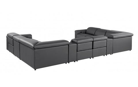 1126 DivanItalia Dark Gray 10-Piece Sectional with 4 Power Recliners and Power HeadrestsModel:  1126-DK_GREY-10PC-4PWR-U-SECTIONAL-GROUP