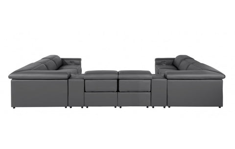 1126 DivanItalia Dark Gray 10-Piece Sectional with 4 Power Recliners and Power HeadrestsModel:  1126-DK_GREY-10PC-4PWR-U-SECTIONAL-GROUP