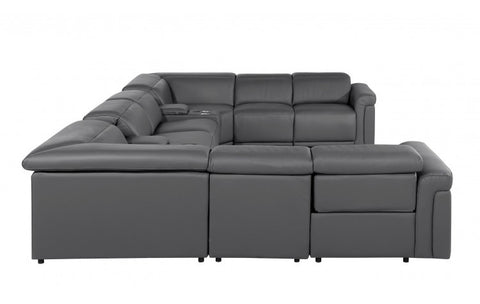 1126 DivanItalia Dark Gray 10-Piece Sectional with 4 Power Recliners and Power HeadrestsModel:  1126-DK_GREY-10PC-4PWR-U-SECTIONAL-GROUP