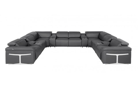 1126 DivanItalia Dark Gray 12-Piece Sectional with 4 Power Recliners and Power HeadrestsModel:  1126-DK_GREY-12PC-4PWR-U-SECTIONAL-GROUP