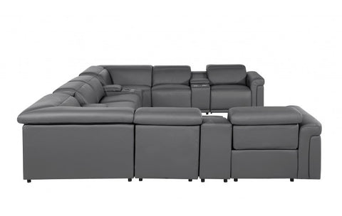 1126 DivanItalia Dark Gray 12-Piece Sectional with 4 Power Recliners and Power HeadrestsModel:  1126-DK_GREY-12PC-4PWR-U-SECTIONAL-GROUP