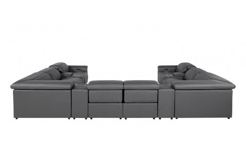 1126 DivanItalia Dark Gray 12-Piece Sectional with 4 Power Recliners and Power HeadrestsModel:  1126-DK_GREY-12PC-4PWR-U-SECTIONAL-GROUP