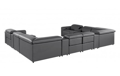 1126 DivanItalia Dark Gray 12-Piece Sectional with 4 Power Recliners and Power HeadrestsModel:  1126-DK_GREY-12PC-4PWR-U-SECTIONAL-GROUP