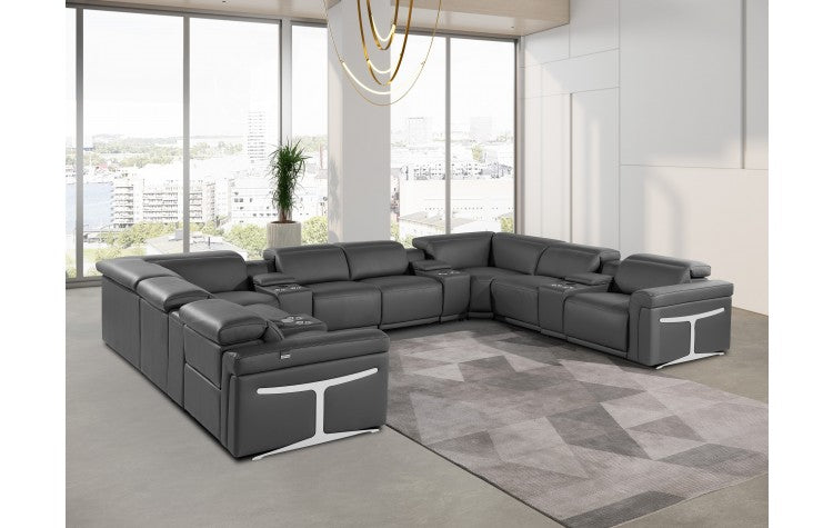 1126 DivanItalia Dark Gray 12-Piece Sectional with 4 Power Recliners and Power HeadrestsModel:  1126-DK_GREY-12PC-4PWR-U-SECTIONAL-GROUP