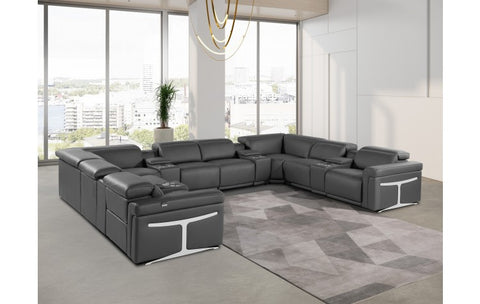 1126 DivanItalia Dark Gray 12-Piece Sectional with 4 Power Recliners and Power HeadrestsModel:  1126-DK_GREY-12PC-4PWR-U-SECTIONAL-GROUP