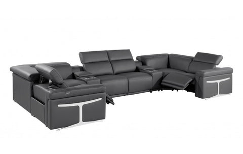 1126 DivanItalia Dark Gray 8-Piece Sectional with 2 Power Recliners and Power HeadrestsModel:  1126-DK_GREY-8PC-2PWR-U-SECTIONAL-GROUP