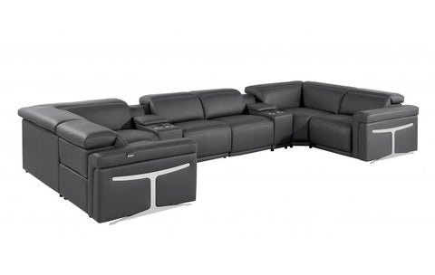 1126 DivanItalia Dark Gray 8-Piece Sectional with 2 Power Recliners and Power HeadrestsModel:  1126-DK_GREY-8PC-2PWR-U-SECTIONAL-GROUP