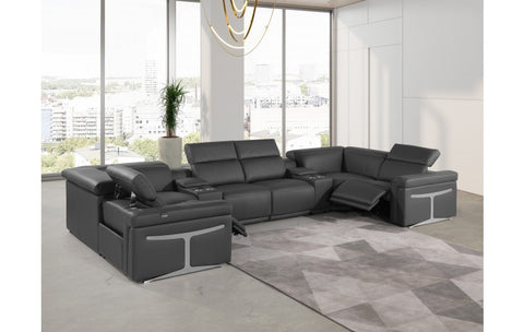 1126 DivanItalia Dark Gray 8-Piece Sectional with 2 Power Recliners and Power HeadrestsModel:  1126-DK_GREY-8PC-2PWR-U-SECTIONAL-GROUP