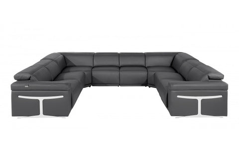 1126 DivanItalia Dark Gray 8-Piece Sectional with 4 Power Recliners and Power Headrests (No Consoles)Model:  1126-DK_GREY-8PC-4PWR-U-NC-SECT-GROUP