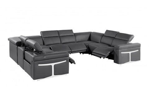 1126 DivanItalia Dark Gray 8-Piece Sectional with 4 Power Recliners and Power Headrests (No Consoles)Model:  1126-DK_GREY-8PC-4PWR-U-NC-SECT-GROUP