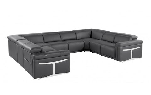 1126 DivanItalia Dark Gray 8-Piece Sectional with 4 Power Recliners and Power Headrests (No Consoles)Model:  1126-DK_GREY-8PC-4PWR-U-NC-SECT-GROUP