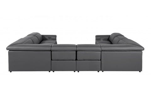 1126 DivanItalia Dark Gray 8-Piece Sectional with 4 Power Recliners and Power Headrests (No Consoles)Model:  1126-DK_GREY-8PC-4PWR-U-NC-SECT-GROUP
