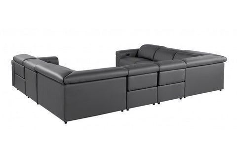 1126 DivanItalia Dark Gray 8-Piece Sectional with 4 Power Recliners and Power Headrests (No Consoles)Model:  1126-DK_GREY-8PC-4PWR-U-NC-SECT-GROUP