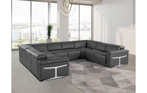 1126 DivanItalia Dark Gray 8-Piece Sectional with 4 Power Recliners and Power Headrests (No Consoles)Model:  1126-DK_GREY-8PC-4PWR-U-NC-SECT-GROUP