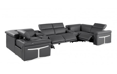 1126 DivanItalia Dark Gray 8-Piece Sectional with 4 Power Recliners and Power HeadrestsModel:  1126-DK_GREY-8PC-4PWR-U-SECTIONAL-GROUP