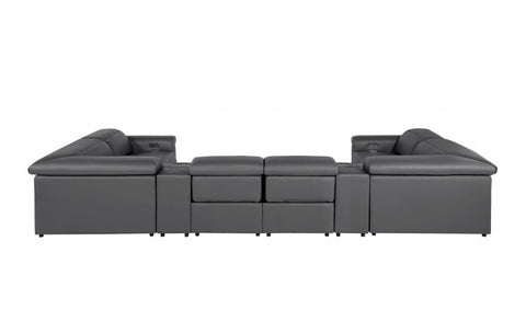 1126 DivanItalia Dark Gray 8-Piece Sectional with 4 Power Recliners and Power HeadrestsModel:  1126-DK_GREY-8PC-4PWR-U-SECTIONAL-GROUP