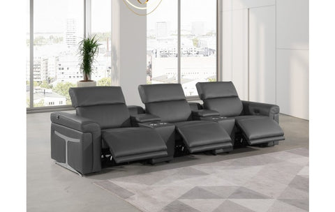 1126 DivanItalia Dark Gray 5-Piece Power Reclining Sofa with Power Headrest in Top Grain Italian LeatherModel:  1126-DK_GREY-5.3-HT