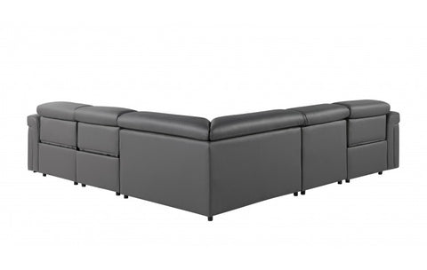 Caviani Top Grain Leather Sofa Set Model:  1126-DK_GRAY-3PWR-5PC