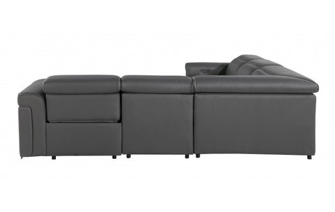 Caviani Top Grain Leather Sofa Set Model:  1126-DK_GRAY-3PWR-5PC