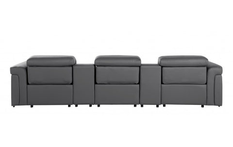 1126 DivanItalia Dark Gray 5-Piece Power Reclining Sofa with Power Headrest in Top Grain Italian LeatherModel:  1126-DK_GREY-5.3-HT