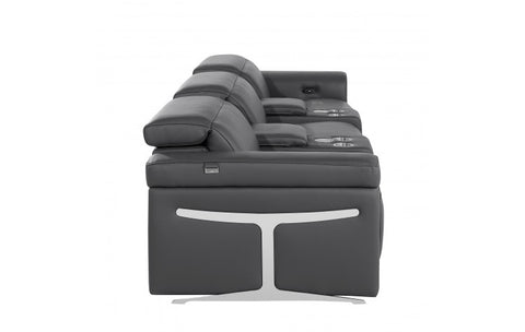 1126 DivanItalia Dark Gray 5-Piece Power Reclining Sofa with Power Headrest in Top Grain Italian LeatherModel:  1126-DK_GREY-5.3-HT