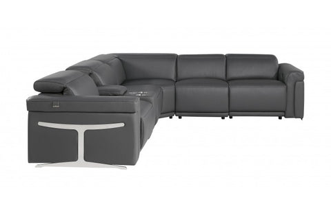 1126 DivanItalia Dark Gray 6-Piece Sectional with 3 Power Recliners and Power HeadrestsModel:  1126-DK_GRAY-3PWR-6PC