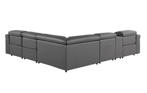 1126 DivanItalia Dark Gray 6-Piece Sectional with 3 Power Recliners and Power HeadrestsModel:  1126-DK_GRAY-3PWR-6PC
