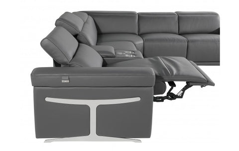 1126 DivanItalia Dark Gray 6-Piece Sectional with 3 Power Recliners and Power HeadrestsModel:  1126-DK_GRAY-3PWR-6PC