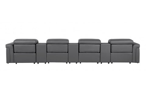 1126 DivanItalia Dark Gray 7-Piece Power Reclining Sofa with Power Headrest in Top Grain Italian LeatherModel:  1126-DK_GREY-7.4-HT