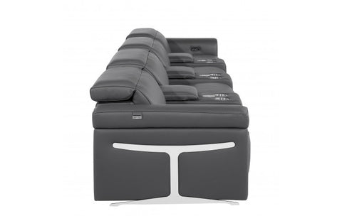 1126 DivanItalia Dark Gray 7-Piece Power Reclining Sofa with Power Headrest in Top Grain Italian LeatherModel:  1126-DK_GREY-7.4-HT