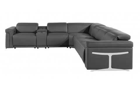 1126 DivanItalia Dark Gray 7-Piece Sectional with 4 Power Recliners and Power HeadrestsModel:  1126-DK_GRAY-4PWR-7PC