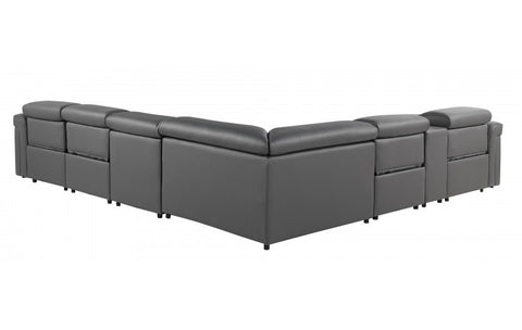 1126 DivanItalia Dark Gray 7-Piece Sectional with 4 Power Recliners and Power HeadrestsModel:  1126-DK_GRAY-4PWR-7PC