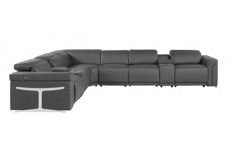 1126 DivanItalia Dark Gray 8-Piece Sectional with 4 Power Recliners and Power HeadrestsModel:  1126-DK_GRAY-4PWR-8PC