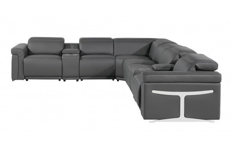 1126 DivanItalia Dark Gray 8-Piece Sectional with 4 Power Recliners and Power HeadrestsModel:  1126-DK_GRAY-4PWR-8PC