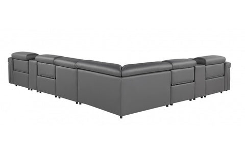 1126 DivanItalia Dark Gray 8-Piece Sectional with 4 Power Recliners and Power HeadrestsModel:  1126-DK_GRAY-4PWR-8PC