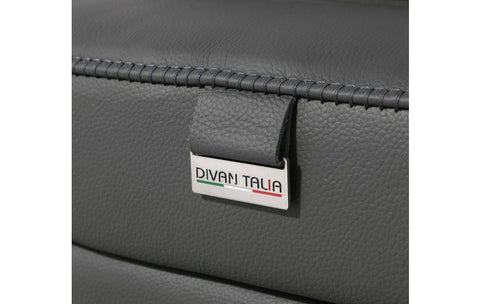 1126 DivanItalia Dark Grey Top Grain Italian Leather Power Reclining Sofa with Dual Recliners and Power HeadrestsModel:  1126-DK_GREY-3.2-S-HT