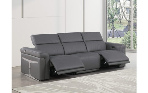 1126 DivanItalia Dark Grey Top Grain Italian Leather Power Reclining Sofa with Dual Recliners and Power HeadrestsModel:  1126-DK_GREY-3.2-S-HT