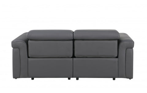 1126 DivanItalia Dark Grey Top Grain Italian Leather Loveseat with Power HeadrestModel:  1126-DK_GREY-2.2-HT