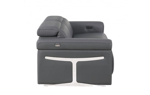 1126 DivanItalia Dark Grey Top Grain Italian Leather Loveseat with Power HeadrestModel:  1126-DK_GREY-2.2-HT