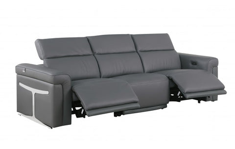 1126 DivanItalia Dark Grey Top Grain Italian Leather Power Reclining Sofa with Dual Recliners and Power HeadrestsModel:  1126-DK_GREY-3.2-S-HT