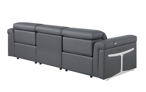 1126 DivanItalia Dark Grey Top Grain Italian Leather Power Reclining Sofa with Dual Recliners and Power HeadrestsModel:  1126-DK_GREY-3.2-S-HT