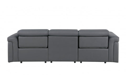 1126 DivanItalia Dark Grey Top Grain Italian Leather Power Reclining Sofa with Dual Recliners and Power HeadrestsModel:  1126-DK_GREY-3.2-S-HT
