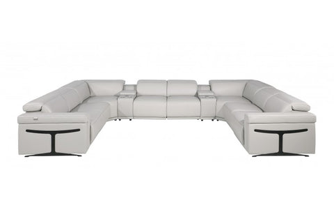 1126 DivanItalia Light Gray 10-Piece Sectional with 4 Power Recliners and Power HeadrestsModel:  1126-LT_GREY-10PC-4PWR-U-SECTIONAL-GROUP