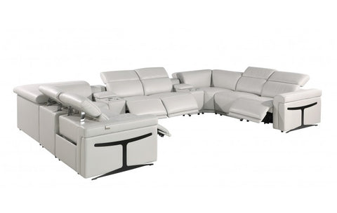 1126 DivanItalia Light Gray 10-Piece Sectional with 4 Power Recliners and Power HeadrestsModel:  1126-LT_GREY-10PC-4PWR-U-SECTIONAL-GROUP