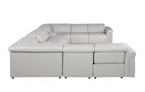 1126 DivanItalia Light Gray 10-Piece Sectional with 4 Power Recliners and Power HeadrestsModel:  1126-LT_GREY-10PC-4PWR-U-SECTIONAL-GROUP