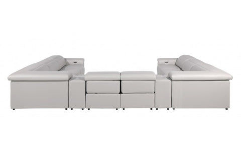 1126 DivanItalia Light Gray 10-Piece Sectional with 4 Power Recliners and Power HeadrestsModel:  1126-LT_GREY-10PC-4PWR-U-SECTIONAL-GROUP