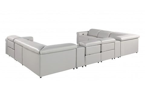 1126 DivanItalia Light Gray 10-Piece Sectional with 4 Power Recliners and Power HeadrestsModel:  1126-LT_GREY-10PC-4PWR-U-SECTIONAL-GROUP